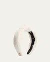 Lele Sadoughi Metallic Brocade Silk Blend Knotted Headband In Ivory