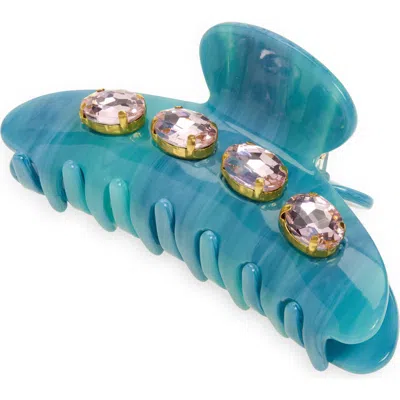 Lele Sadoughi Large Crystal Claw Clip In Blue
