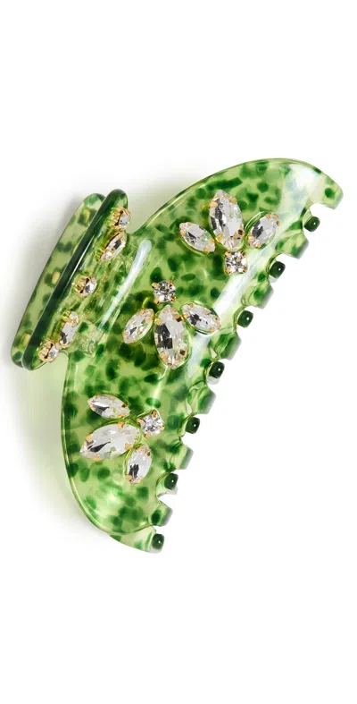 Lele Sadoughi Large Crystal Claw Clip Kiwi In Green