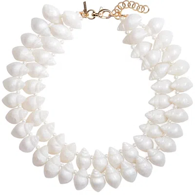 Lele Sadoughi Layered Conch Shell Necklace In White
