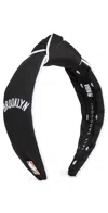 Lele Sadoughi Lele X Brooklyn Nets Embroidered Headband Jet 001 In Jet 001