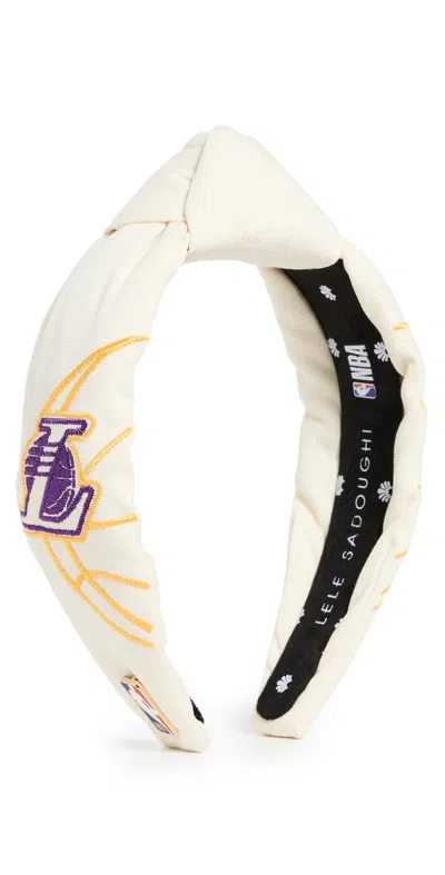 Lele Sadoughi Lele X La Lakers Embroidered Headband Ivory 100