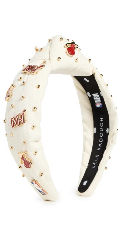 Lele Sadoughi Lele X Miami Heat Embellished Headband Ivory 100 In White