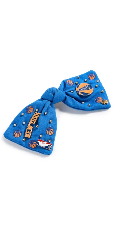 Lele Sadoughi Lele X New York Knicks Embroidered Bow Navy 400