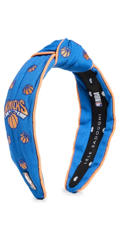 Lele Sadoughi Lele X New York Knicks Embroidered Headband Navy 400