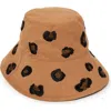 Lele Sadoughi Leopard Spot Embroidered Long Brim Bucket Hat In Brown
