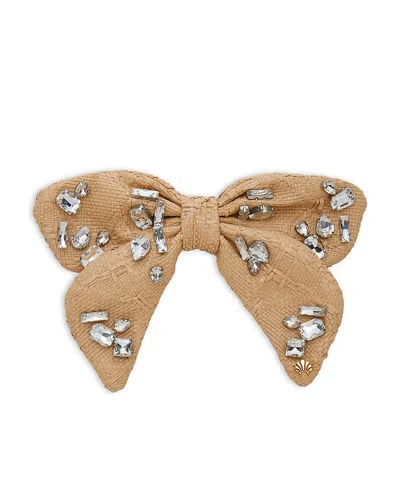 Lele Sadoughi Libby Candy Crystal Raffia Bow In Brown