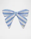Lele Sadoughi Libby Linen Gauze Bow Barrette In Capri Stripe 999