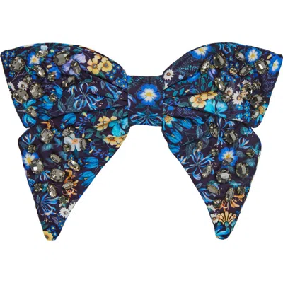 Lele Sadoughi Liberty Crystal Bow Barrette In Indigo Garden