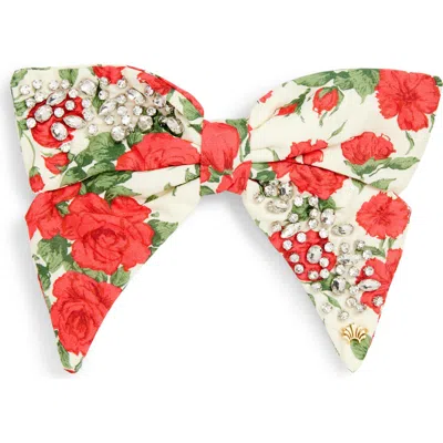 Lele Sadoughi Liberty Crystal Bow Barrette In Lipstick Rose