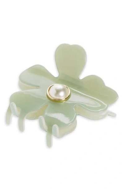 Lele Sadoughi Lily Imitation Pearl Claw Clip In Sage