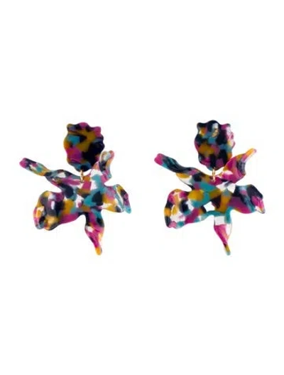 Pre-owned Lele Sadoughi Lily Statement Drop Clip-on Earrings In Multi