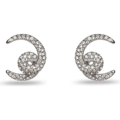Lele Sadoughi Loop De Loop Pave Earrings In Silver