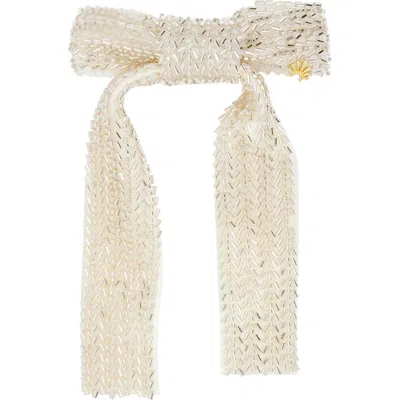 Lele Sadoughi Margot Beaded Bow Barrette In Silver