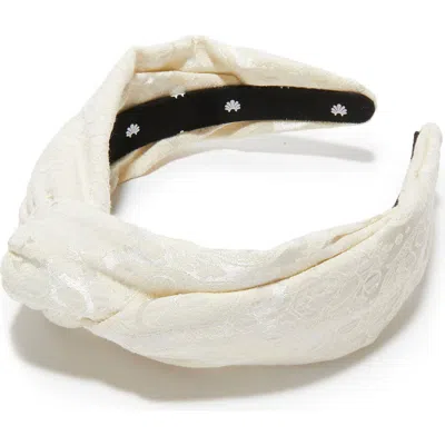 Lele Sadoughi Marlene Damask Brocade Knotted Headband In Neutral