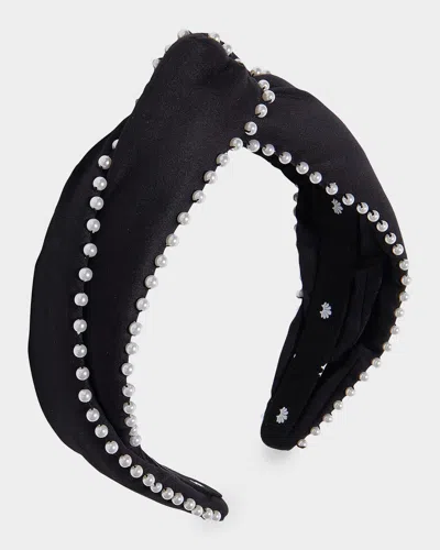 Lele Sadoughi Marlene Pearly Embellished Headband In Black