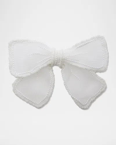 Lele Sadoughi Mary Pearly Bow Barrette In White