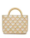 Lele Sadoughi Maya Crystal Fan Mini Raffia Tote