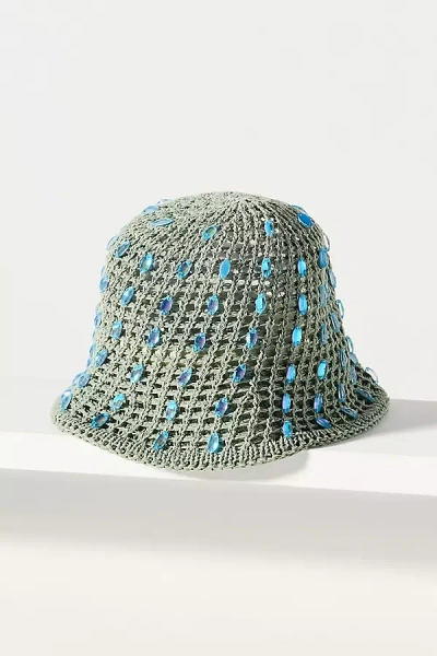 Lele Sadoughi Maya Embellished Bucket Hat In Green