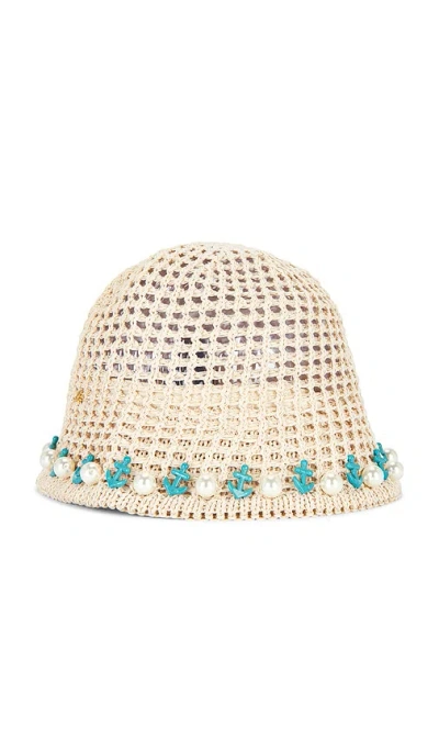 Lele Sadoughi Maya Pearl Anchor Bucket Hat