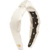 Lele Sadoughi Metallic Brocade Silk Blend Knotted Headband In Gold Wave
