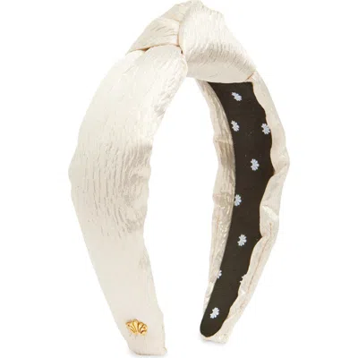 Lele Sadoughi Metallic Brocade Silk Blend Knotted Headband In Gold Wave