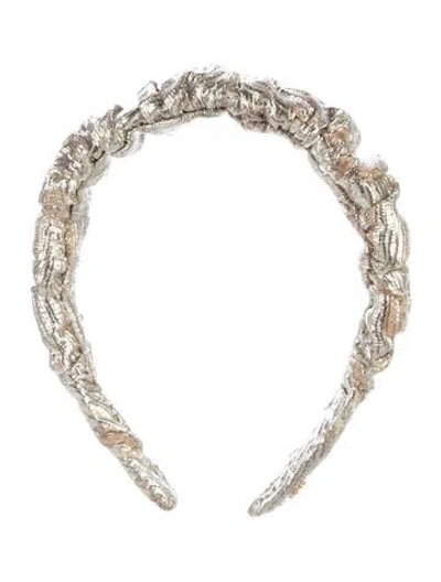 Pre-owned Lele Sadoughi Metallic Headband In Gold