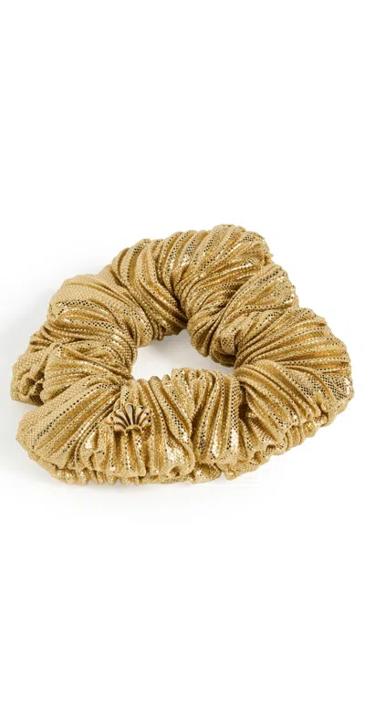 Lele Sadoughi Metallic Scrunchie Gold
