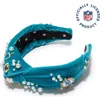 Lele Sadoughi Miami Dolphins Embellished Knotted Headband In Blue