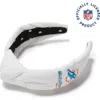 Lele Sadoughi Miami Dolphins Embroidered Knotted Headband In White