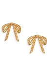 Lele Sadoughi Mini Bow Stud Earrings In Pearl