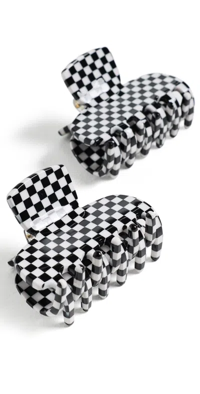 Lele Sadoughi Mini Claw Clip Set Checkered In Multi