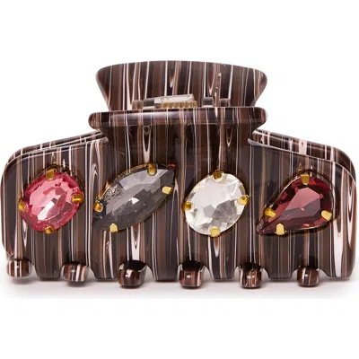 Lele Sadoughi Mini Crystal Hair Claw Clip In Brown