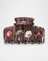 Lele Sadoughi Mini Crystal Hair Claw Clip In Brown