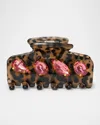 Lele Sadoughi Mini Crystal Claw Clip In Cheetah 999