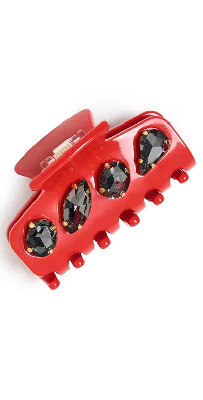 Lele Sadoughi Mini Crystal Claw Clip Red In White