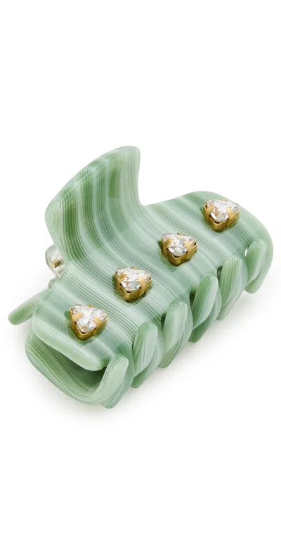 Lele Sadoughi Mini Crystal Claw Clip Sage In Green