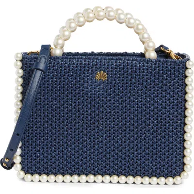 Lele Sadoughi Mini Maya Raffia Tote In Blue