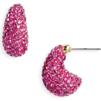 Lele Sadoughi Mini Pavé Dome Hoop Earrings In Flamingo