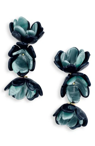 Lele Sadoughi Mini Rose Triple Drop Clip-on Earrings