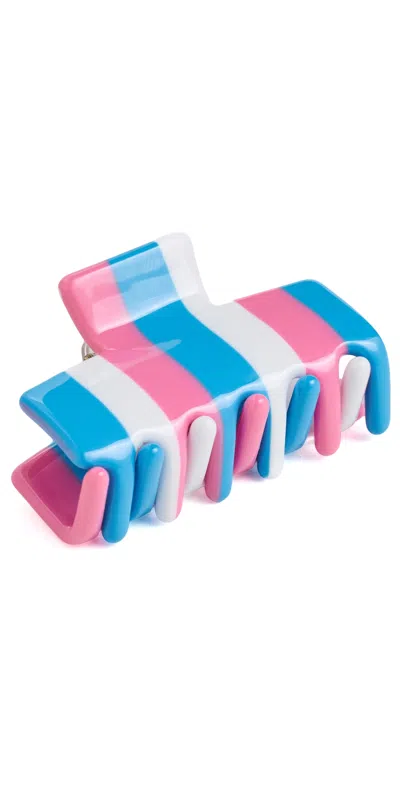 Lele Sadoughi Mini Striped Claw Clip Coral Tide