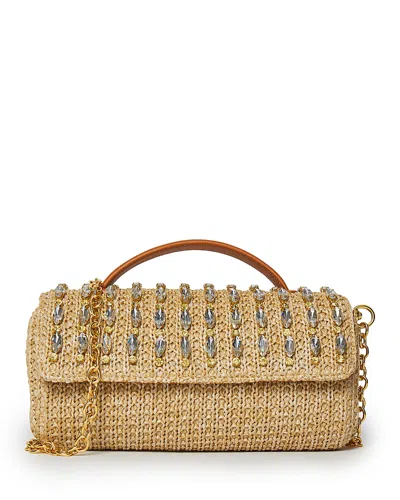 Lele Sadoughi Mini Tabitha Crystal Embellished Top Handle Bag In Natural