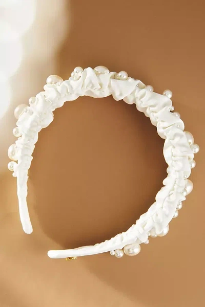 Lele Sadoughi Mixed Pearl Headband In White