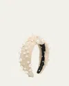 Lele Sadoughi Mixed Pearl Knotted Headband In Khaki Tweed