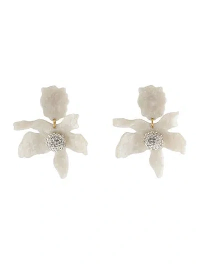 Pre-owned Lele Sadoughi Mother Of Pearl Acetate & Crystal Small Lily Drop Earrings In Multi