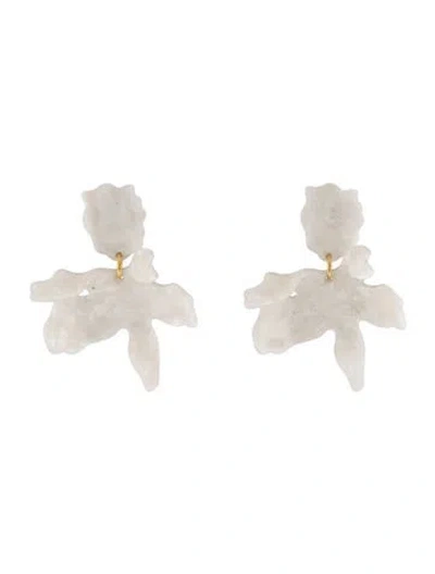 Pre-owned Lele Sadoughi Mother Of Pearl Small Paper Lily Drop Earring In White