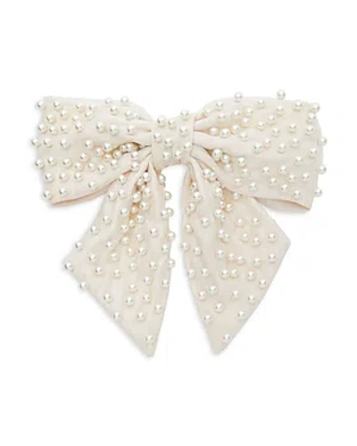 Lele Sadoughi Natalia Faux Pearl Bow Barrette In White