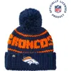 Lele Sadoughi Navy Broncos Nfl Beanie With Yarn Pom Pom In Gold