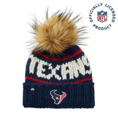 Lele Sadoughi Navy Texans Nfl Beanie With Faux Fur Pom In Blue