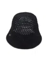 Lele Sadoughi Open Weave Bucket Hat In Jet